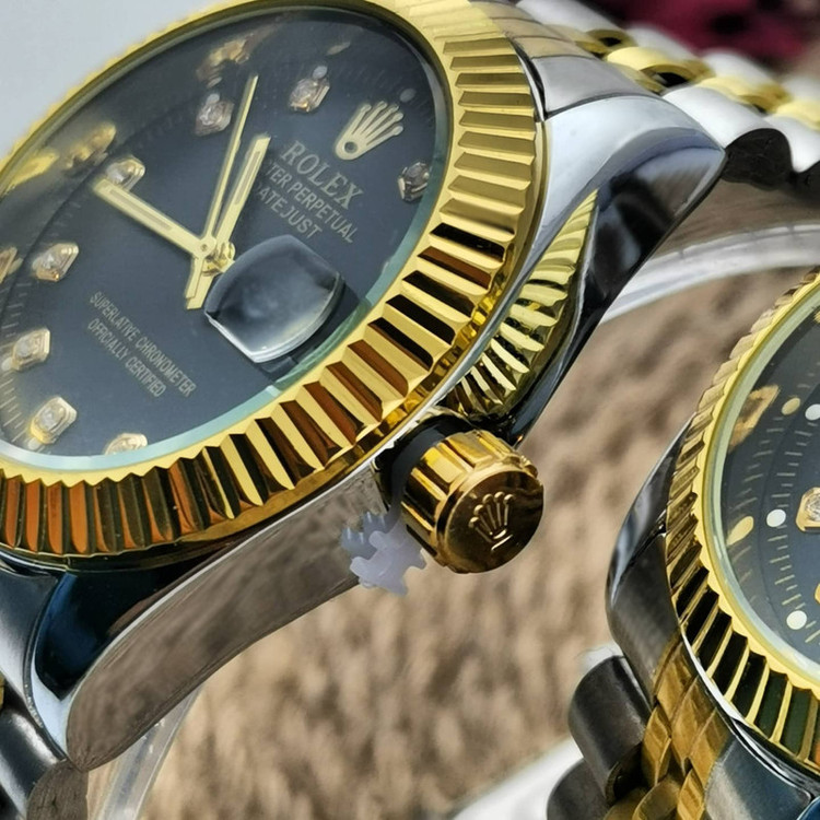 ست ساعت مچی عقربه ای زنانه و مردانه مدل تاریخ دار دیت جاست