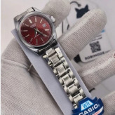 ساعت مچی زنانه دخترانه کاسیو casio کیفیت عالی پرمیوم نقره ای آلبالویی چری