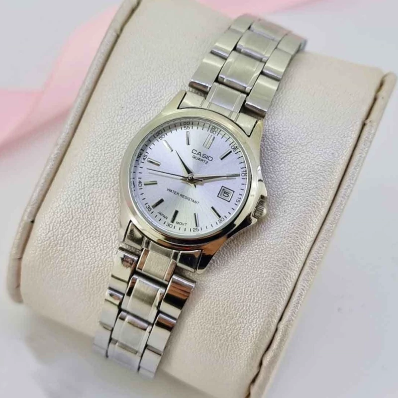 ساعت مچی زنانه دخترانه کاسیو casio کیفیت عالی پرمیوم نقره ای