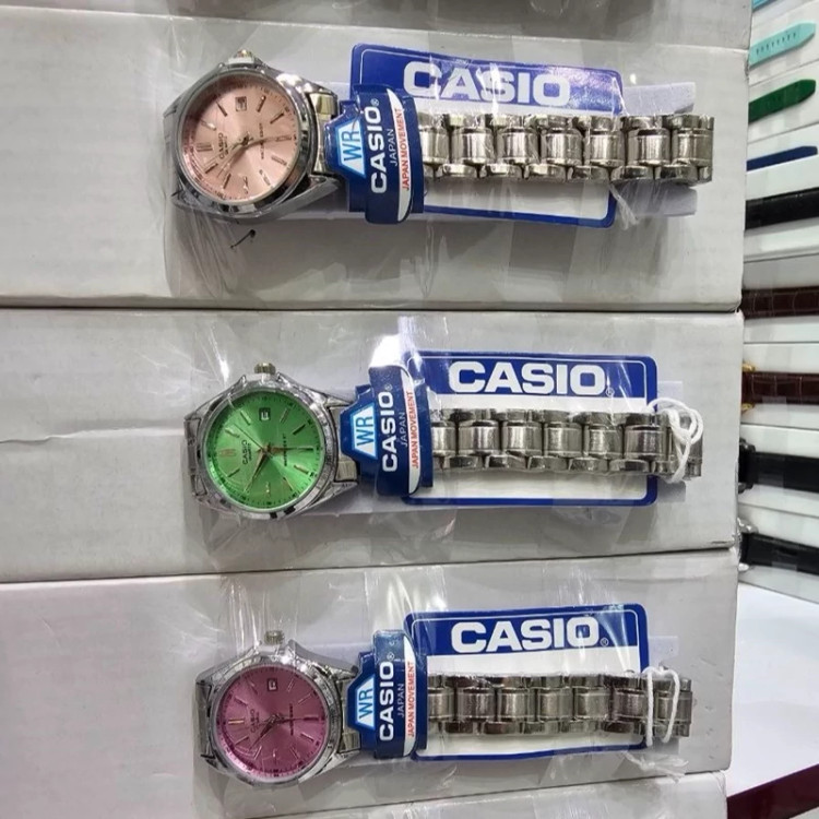 ساعت مچی زنانه دخترانه کاسیو casio کیفیت عالی پرمیوم نقره ای گلبهی
