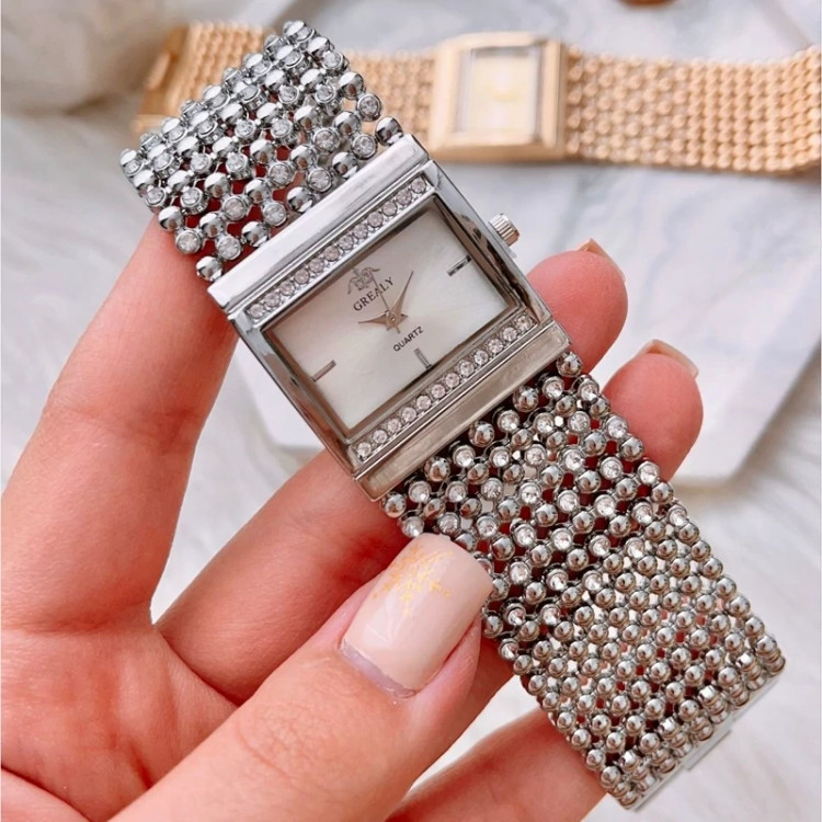 ساعت مچی زنانه دخترانه REALY jewellery نقره ای تیفانی مکعبی مجلسی خاص