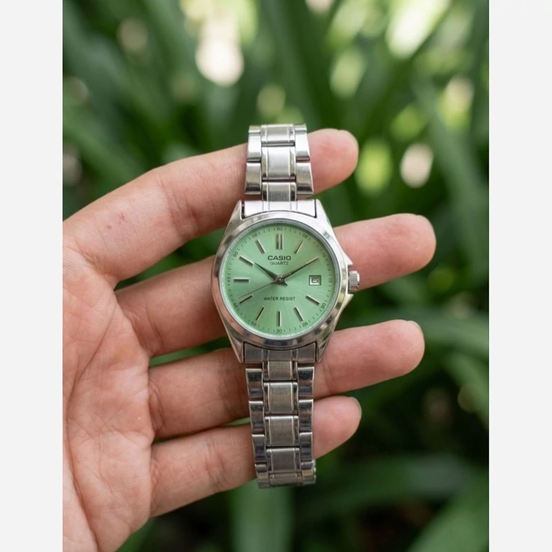 ساعت مچی زنانه دخترانه کاسیو casio کلاسیک صفحه سبز