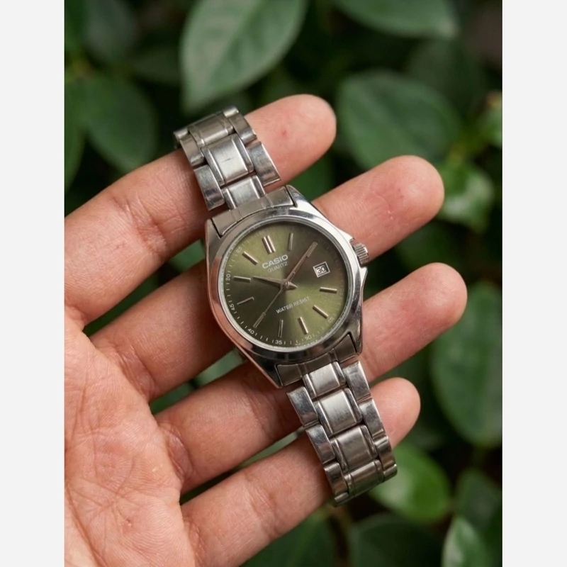 ساعت مچی زنانه دخترانه کاسیو casio کلاسیک صفحه سبز زیتونی