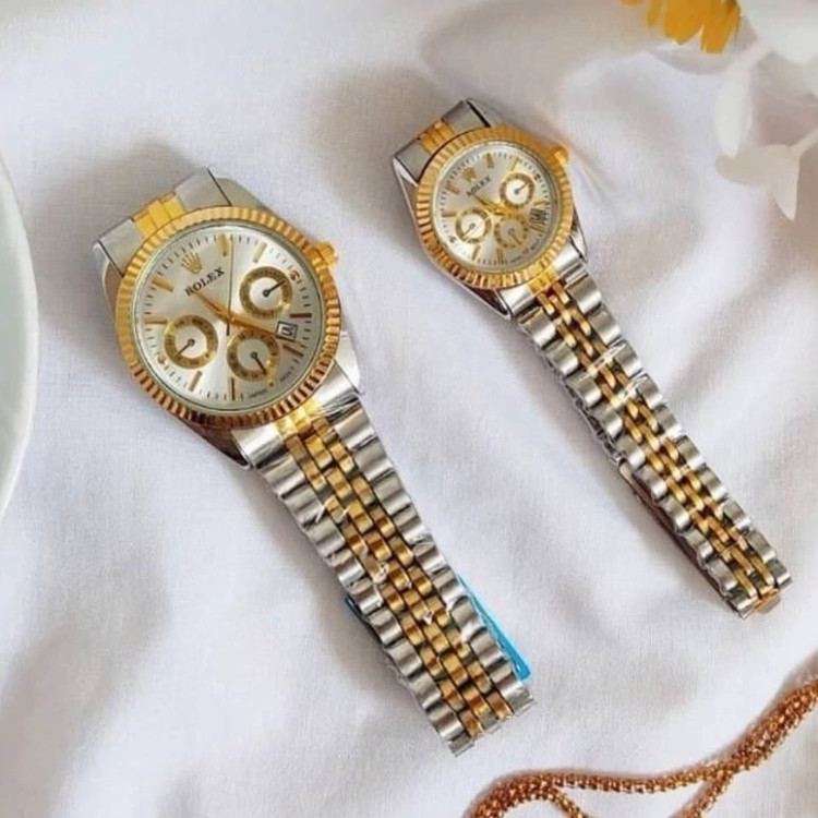 ست ساعت مردونه و زنونه رولکس تقویم دار طلایی نقره ای