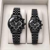 ست ساعت مردانه زنانه سیکو seiko vip بند استیل مشکی