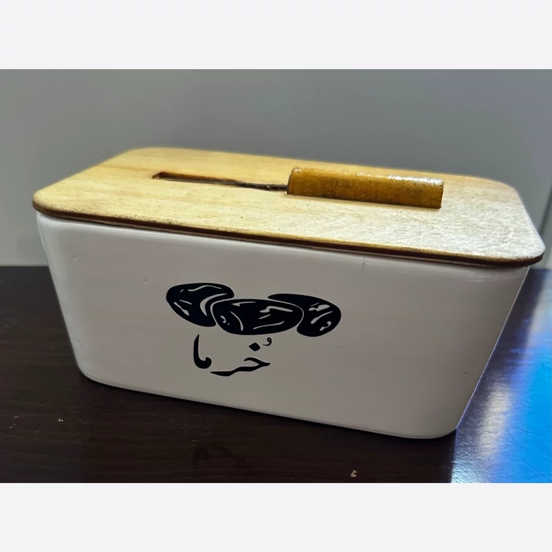خرماخوری سرامیکی در چوبی نوشته دار و چنگال دار مستطیل