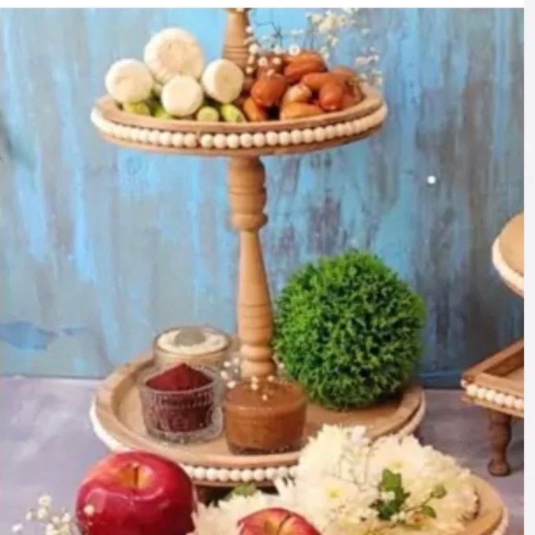 شیرینی خوری دو طبقه چوبی مهره دار