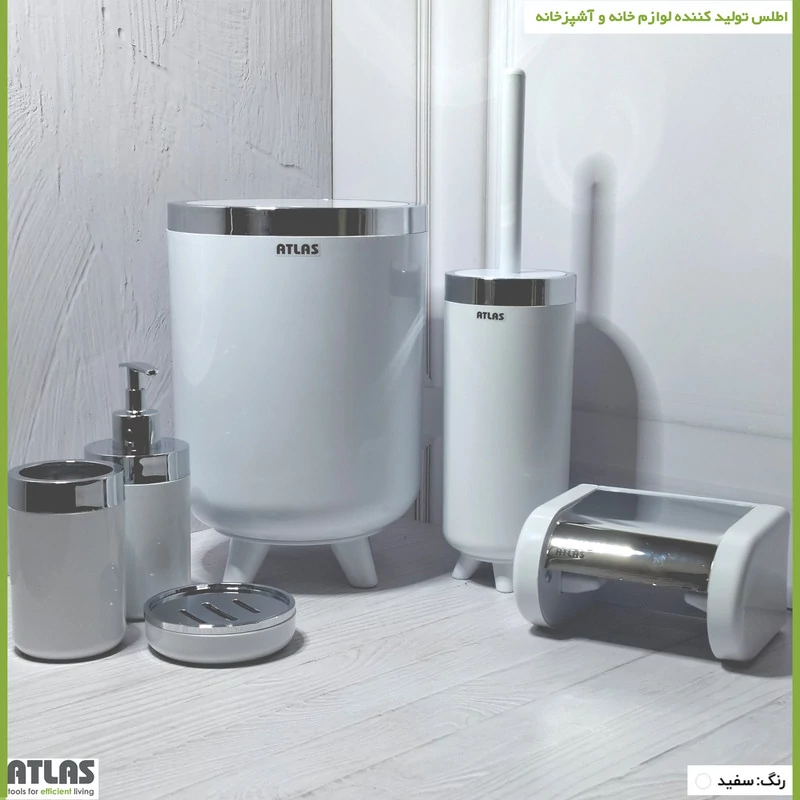ست سرویس بهداشتی 6 تکه اطلس مدل سلین طرح کروم