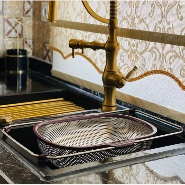 سبد سینک کشویی (آبکش) استیل ضد زنگ تا 50 سانت