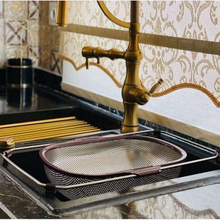 سبد سینک کشویی (آبکش) استیل ضد زنگ تا 50 سانت