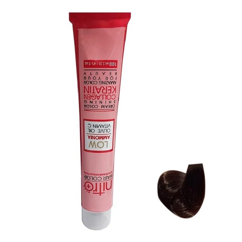 رنگ مو نیترو Keratine شماره 4.65 حجم 100 میلی لیتر رنگ قهوه ای تنباکویی متوسط
