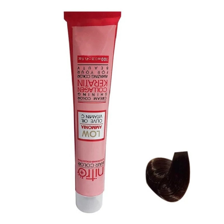 رنگ مو نیترو Keratine شماره 4.65 حجم 100 میلی لیتر رنگ قهوه ای تنباکویی متوسط