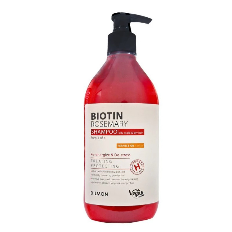شامپو مو دیلمون Biotin مو چرب و آسیب دیده حجم 385 میلی لیتر
