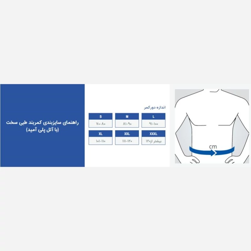 کمربند طبی سخت با آتل پلی آمید سفید پاک سمن 019