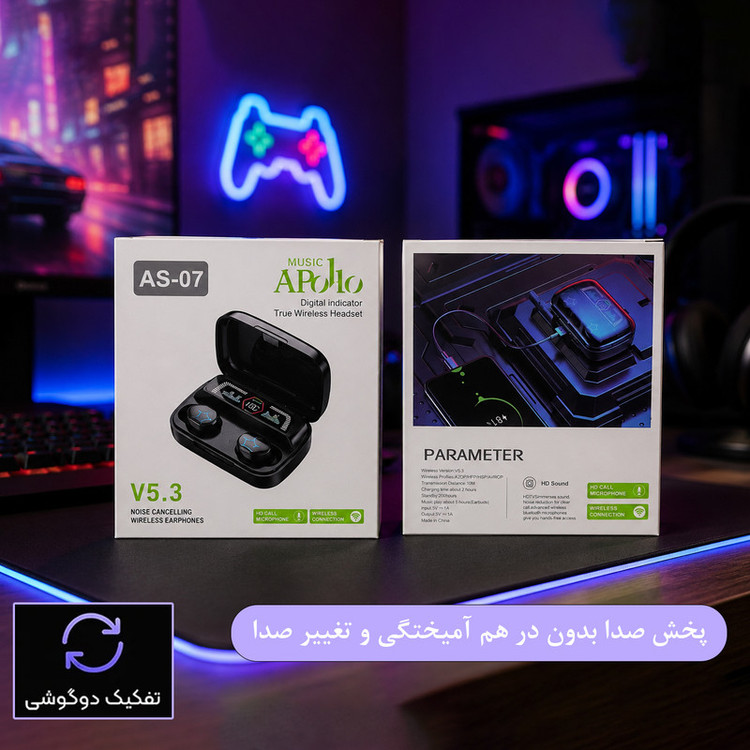 هدفون بلوتوثی موزیک آپولو مدل TWS 7-GEN V5.3