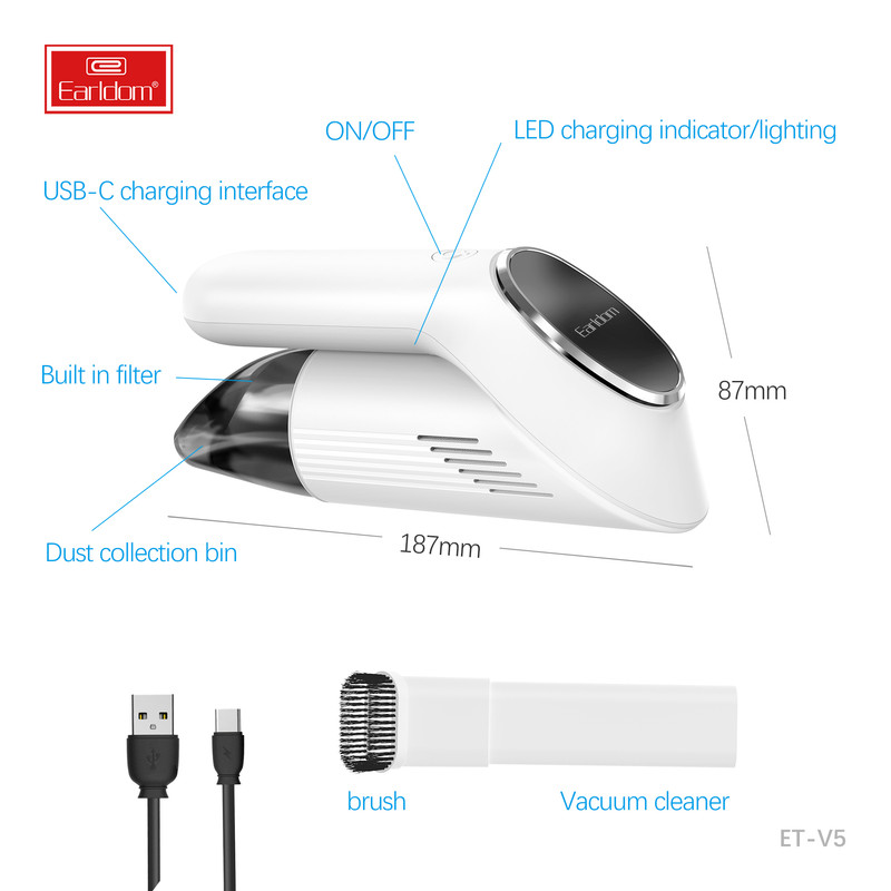 جارو شارژی خودرو ارلدام مدل Car Vacuum Cleaner V5