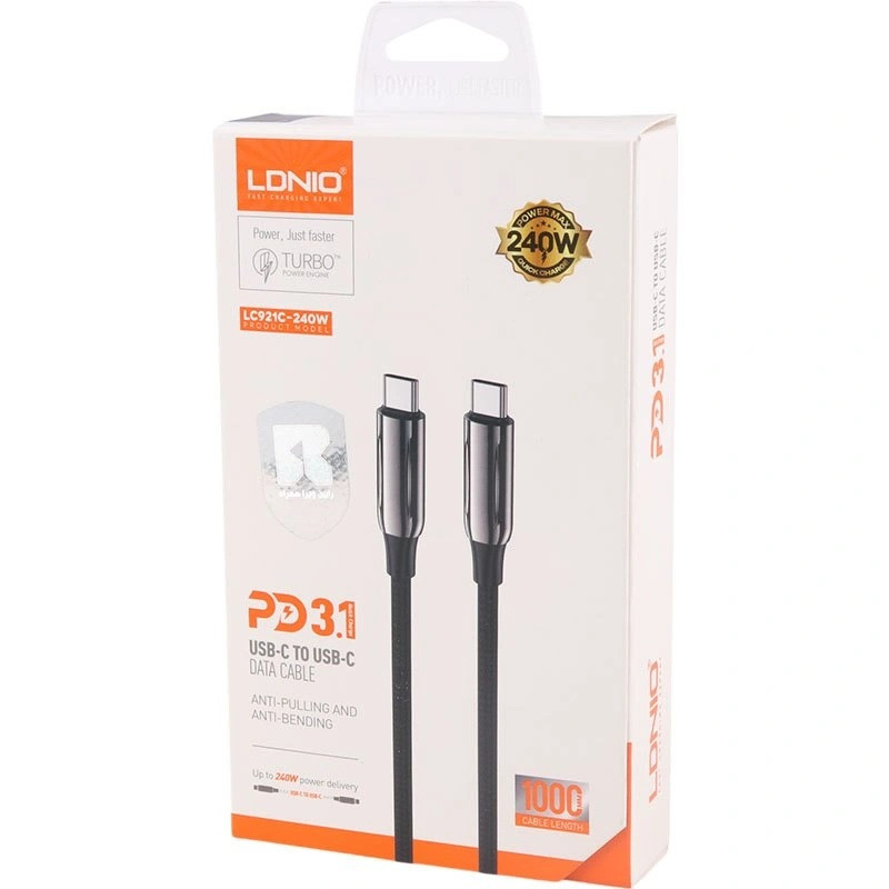 کابل تبدیل USB-C به USB-C الدینیو مدل LC921C 240W طول 1 متر