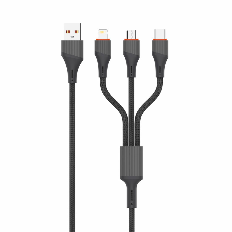 کابل تبدیل USB به USB-C / MICROUSB / لایتنینگ الدینیو مدل LC96u طول 1.2 متر