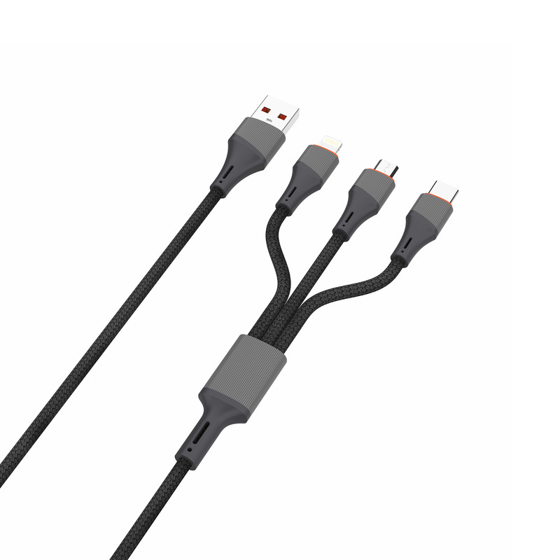 کابل تبدیل USB به USB-C / MICROUSB / لایتنینگ الدینیو مدل LC96u طول 1.2 متر