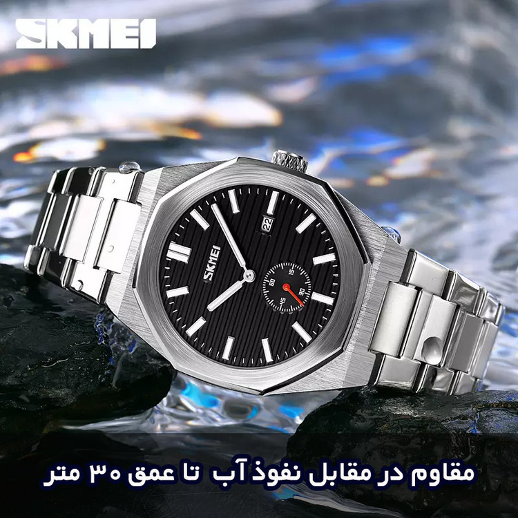 ساعت مچی عقربهای کوارتز مردانه اسکمی مدل 9262SI به همراه دستبند