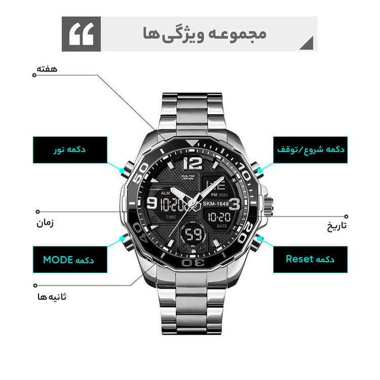 ساعت مچی عقربهای مردانه اسکمی مدل 1649BK-SI