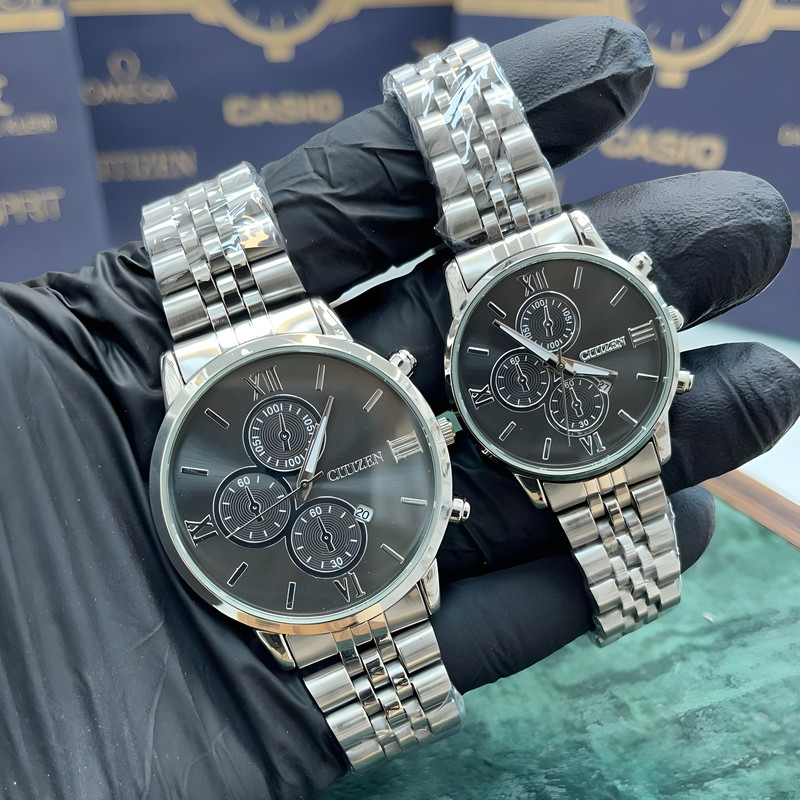 ست ساعت مچی عقربه ای زنانه و مردانه مدل تک موتوره کلاسیک کد 1