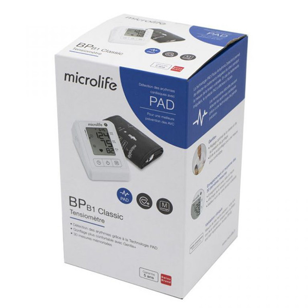 فشارسنج بازویی دیجیتال مایکرولایف مدل BP B1 Classic با قابلیت تشخیص آریتمی، نمایش میانگین نتایج و ذخیره 30 رکورد اندازهگیری، مناسب بازو 22 تا 42 سانتیمتر و دارای تاییدیه CE