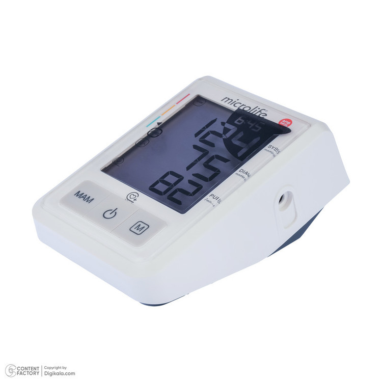فشارسنج بازویی دیجیتال مایکرولایف مدل BP-B3 با حافظه ذخیره نتایج، مناسب بازو 22 تا 42 سانتیمتر، منبع تغذیه باتری و همراه با کیف نگهدارنده و کاف