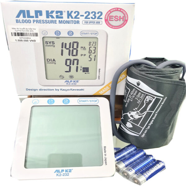 فشارسنج دیجیتال بازویی آلپیکادو مدل K2-232 با حافظه 30 عددی، سیستم خاموشی خودکار، نمایشگر بزرگ LCD و قابلیت تشخیص آریتمی قلب