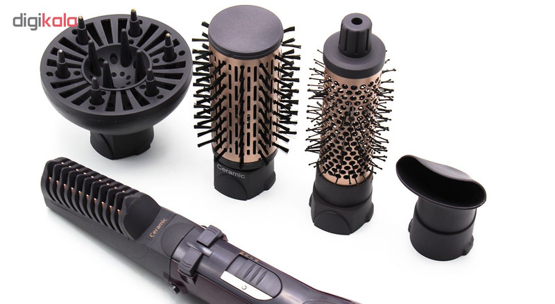 سشوار برسدار چرخشی 1200 وات مک استایلر مدل MC-6651، موتور AC، وزن 400 گرم، المنت سرامیک، دارای سری دیسپانسر با ویژگی فرکنندگی، با قابلیت باد سرد، فناوری تولید یون
