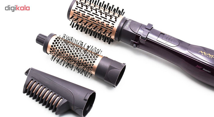 سشوار برسدار چرخشی 1200 وات مک استایلر مدل MC-6651، موتور AC، وزن 400 گرم، المنت سرامیک، دارای سری دیسپانسر با ویژگی فرکنندگی، با قابلیت باد سرد، فناوری تولید یون