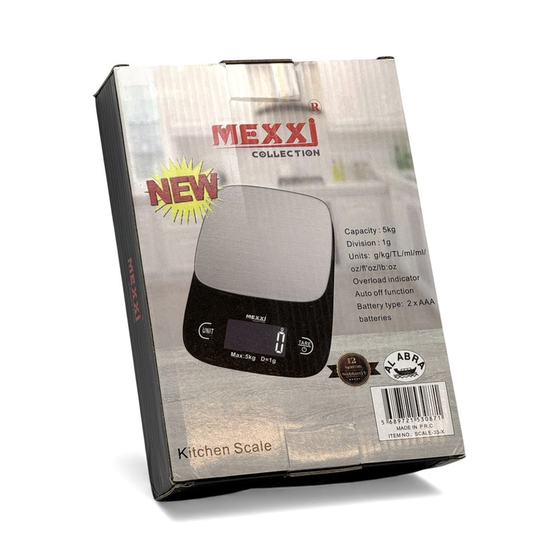 ترازو آشپزخانه دیجیتال آنالوگ مکسی مدل x33 حداکثر ظرفیت قابل اندازهگیری 5Kg کیلوگرم با دقت اندازهگیری 1گرم