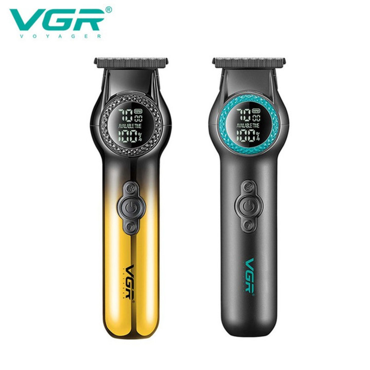 ماشین اصلاح موی سر و صورت وی جی ار مدل V-990 با تیغه سرامیکی، طراحی ارگونومیک، باتری 2000 میلیآمپر ساعت، عملکرد توربو، نمایشگر LED و شارژ سریع USB Type-C