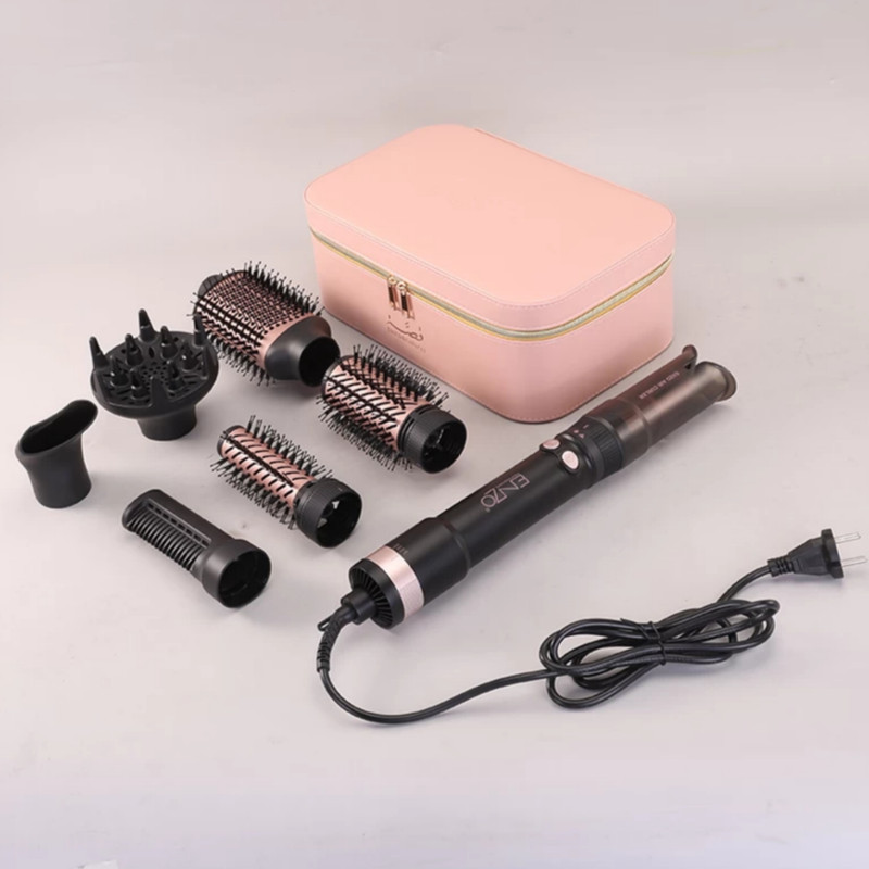 سشوار برسدار چرخشی انزو پروفیشینال مدل EN-760 7in1 با توان 1500 وات، موتور DC براشلس، تنظیمات دما و سرعت دو حالته، تکنولوژی آیونیک، سریهای متنوع و کیف نگهدارنده، مناسب استفاده خانگی و حرفهای