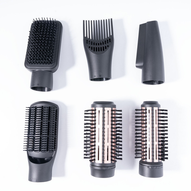 سشوار برسدار چرخشی چندکاره دی اس پی مدل 50205 با توان 1000 وات، موتور AC، تنظیم دما در سه حالت، تنظیم سرعت در دو حالت، برسهای 50 و 38 میلیمتری، نازل صافکننده، کابل 1.8 متری با چرخش 360 درجه و سیستم محافظت در برابر گرمای بیش از حد