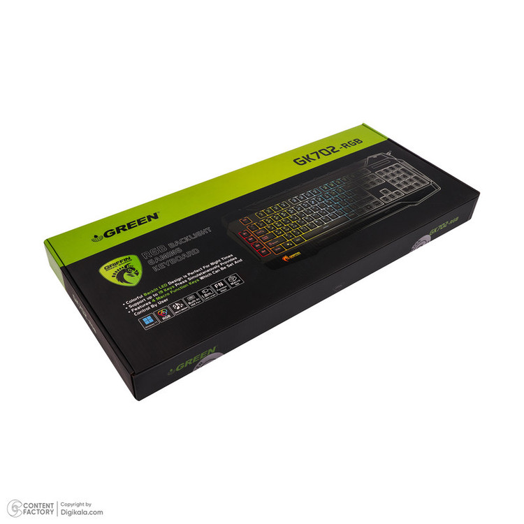 کیبورد گیمینگ گرین مدل GK702-RGB، Full-Size نورپردازی RGB