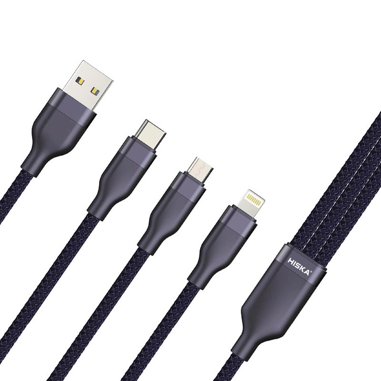 کابل تبدیل USB به لایتنینگ / USB-C / MICRO USB هیسکا مدل LX-32 طول 1.2 متر