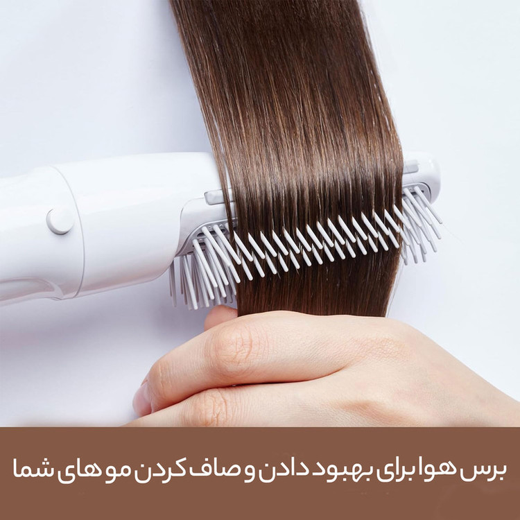 سشوار برس دار حالتدهنده پاناسونیک مدل KA31 با موتور DC، توان 650 وات، تنظیم دما خودکار، تنظیم سرعت سه سرعته، همراه با سری برس گرد باریک و برس تخت، مناسب مصارف خانگی