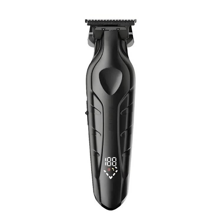 ماشین اصلاح موی سر و صورت کیمی مدل KM-2269 با تیغه کربن استیل، موتور 7000 دور در دقیقه، باتری 2000 میلیآمپر ساعت، نمایشگر شارژ و طراحی ارگونومیک