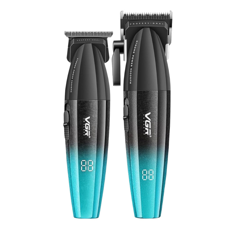 ماشین اصلاح موی سر و صورت شارژی وی جی ار مدل V-640 S2 با موتور 9000 دور در دقیقه، تیغه استیل پیشرفته خودتیزشونده، طراحی ارگونومیک، نمایشگر شارژ، قابلیت تنظیم سرعت، باتری 2000 میلیآمپر ساعت دو بسته 2 عددی