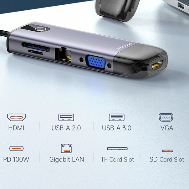 هاب 10 پورت USB-C مک دودو مدل HU-742