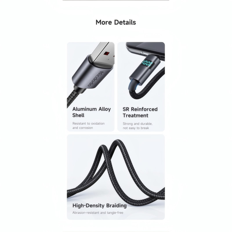 کابل تبدیل USB به USB-C مک دودو مدل CA-652 طول 1.2 متر