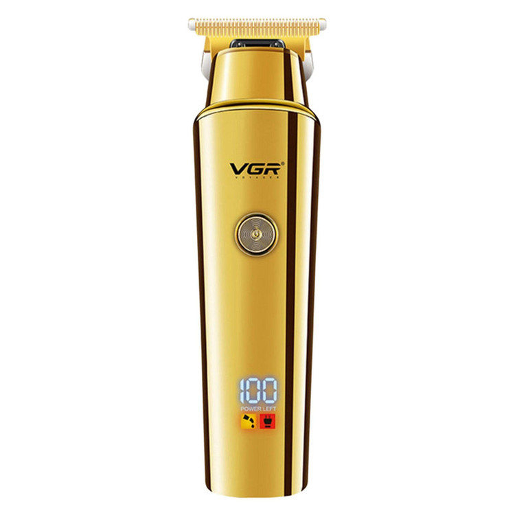 ماشین اصلاح موی سر و صورت وی جی آر مدل V-947 با تیغه استیل ضد زنگ، باتری لیتیوم یونی 2000 میلیآمپر، 500 دقیقه استفاده پس از شارژ، طراحی ارگونومیک و قابلیت اصلاح حجم زن