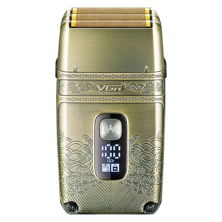 ماشین اصلاح موی صورت وی جی ار مدل V-335 با موتور 4500 دور در دقیقه، 3 تیغه فویلی، باتری 700 میلیآمپر ساعت، نمایشگر شارژ، طراحی ارگونومیک و مقاوم در برابر آب با قابلیت استفاده زیر دوش و شارژ USB