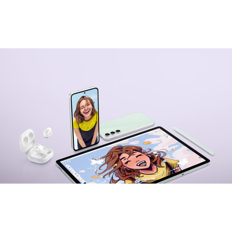 هدفون بلوتوثی سامسونگ مدل Galaxy Buds FE با نویز کنسلینگ فعال (ANC)، درگاه شارژ USB Type-C، دارای میکروفون دوگانه، مقاوم در برابر رطوبت و عرق