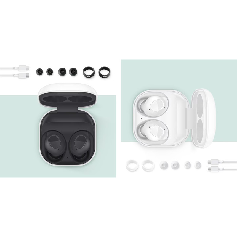 هدفون بلوتوثی سامسونگ مدل Galaxy Buds FE با نویز کنسلینگ فعال (ANC)، درگاه شارژ USB Type-C، دارای میکروفون دوگانه، مقاوم در برابر رطوبت و عرق