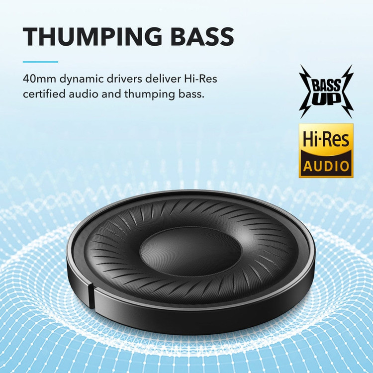 هدفون بلوتوثی انکر مدل Soundcore Q20i با نویز کنسلینگ فعال (ANC)، درگاه شارژ USB Type-C، دارای 2 میکروفون داخلی و 2 میکروفون خارجی، پشتیبانی از صدای Hi-Res از طریق کابل AUX
