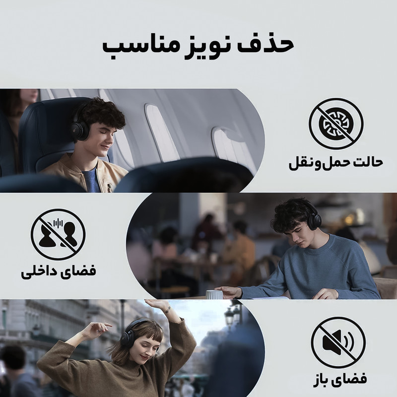 هدفون بلوتوثی انکر مدل SoundCore Life Q30 با نویز کنسلینگ فعال (ANC)، درگاه شارژ USB Type-C، دارای میکروفون دوگانه با حذف نویز، مجهز به فناوری Hi-Res Audio، دارای حالت Transparency برای شنیدن صدای محیط