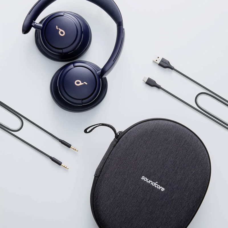 هدفون بلوتوثی انکر مدل SoundCore Life Q30 با نویز کنسلینگ فعال (ANC)، درگاه شارژ USB Type-C، دارای میکروفون دوگانه با حذف نویز، مجهز به فناوری Hi-Res Audio، دارای حالت Transparency برای شنیدن صدای محیط