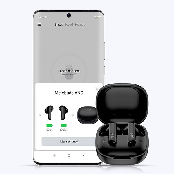 هدفون بلوتوثی کیو سی وای مدل Melobuds ANC HT05 با نویز کنسلینگ فعال (ANC)، درگاه شارژ USB Type-C، پشتیبانی از شارژ سریع، تکنولوژی حذف باد، مقاوم در برابر رطوبت و عرق